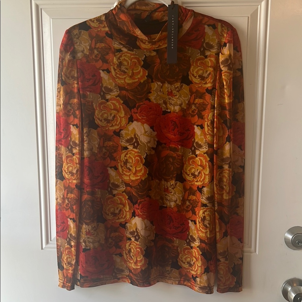 Floral Long Sleeve Top - Red and Yellow